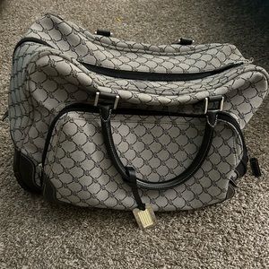 RALPH LAUREN Signature Jacquard Monogram RL Rolling Duffle Carry On Luggage Bag